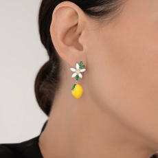 Серьги из серебра с фианитами и эмалью 3