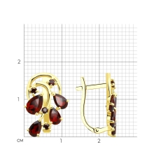 Серьги из желтого золота с гранатами 2