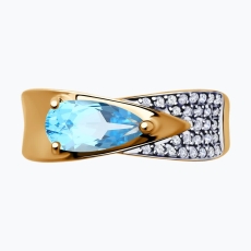 Topaz və fianit daşlı qızıl üzük 2
