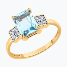 Topaz və fianit daşlı  qızıl üzük