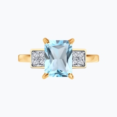 Topaz və fianit daşlı  qızıl üzük 2