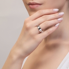 Brilyantlı kombinə edilmiş qızıl nikah üzüyü (Comfort Fit) 3