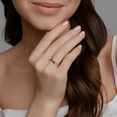 Brilyantlı kombinə edilmiş qızıl nikah üzüyü (Comfort Fit) 3