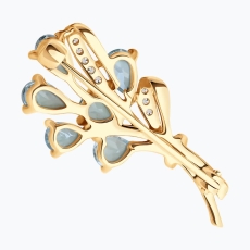 Topaz və fianit daşlı qızıl broş 2