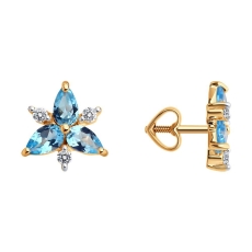 Topaz daşlı qızıl sırğalar