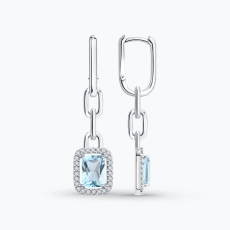 Topaz və fianit daşlı gümüş sırğalar
