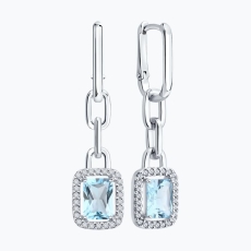 Topaz və fianit daşlı gümüş sırğalar 2