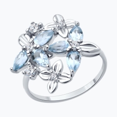 Topaz və fianit qaşlı gümüş üzük 2