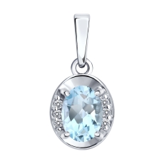 Topaz və fianit daşlı  gümüş kulon