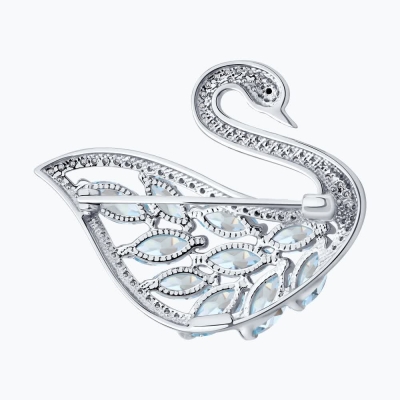 Topaz və fianit daşlı gümüş broş