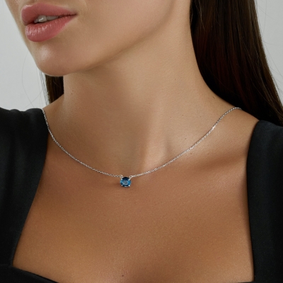 London topaz daşlı gümüş boyunbağı