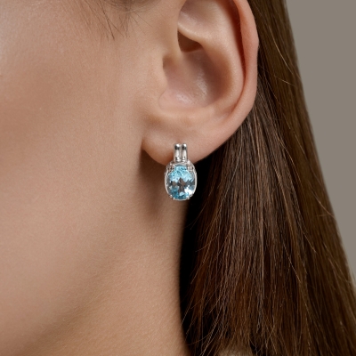Topaz və fianit daşlı gümüş sırğalar